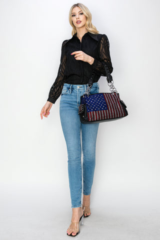 Sparkling American Flag Rhinestone Handbag