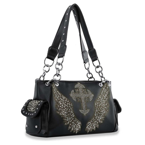 Wing Design Rhinestone Handbag