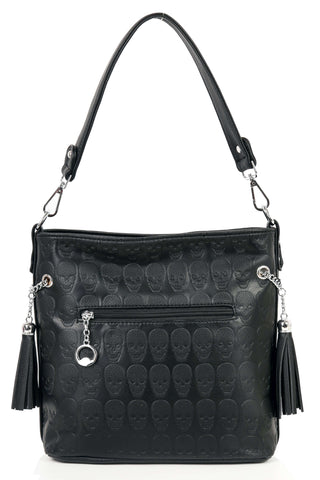 Embossed Rhinetone Skull Hobo