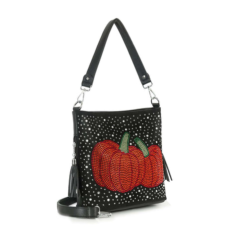Rhinestone Bling Pumpkin Hobo Crossbody Bag