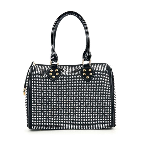 Rhinestone Covered Locked Satchel Handbag
