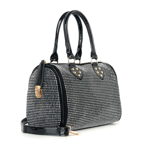 Rhinestone Covered Locked Satchel Handbag