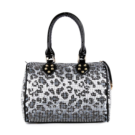 Rhinestone Covered Locked Satchel Handbag