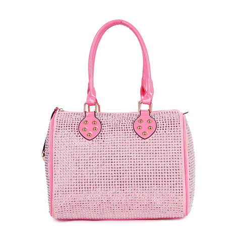 Rhinestone Covered Locked Satchel Handbag