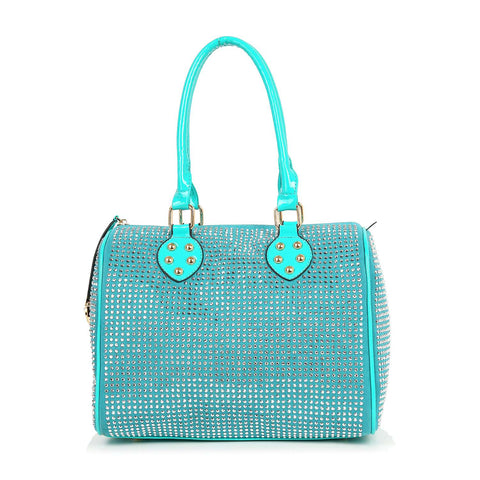 Rhinestone Covered Locked Satchel Handbag