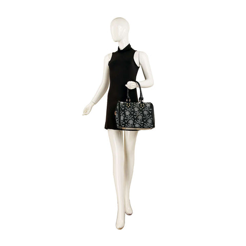 Rhinestone Skull Covered Locked Satchel Handbag