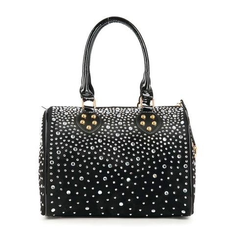 Glamorous Rhinestone Covered Locked Satchel Handbag