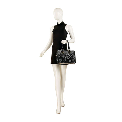 Glamorous Rhinestone Covered Locked Satchel Handbag