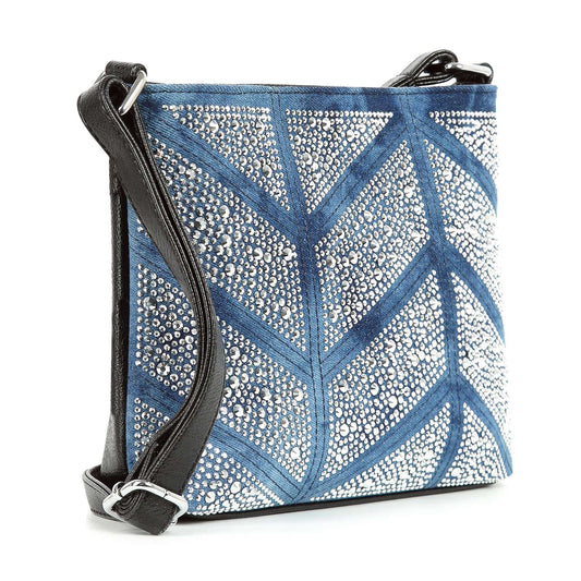 Rhinestone Grid Patterned Crossbody Sling