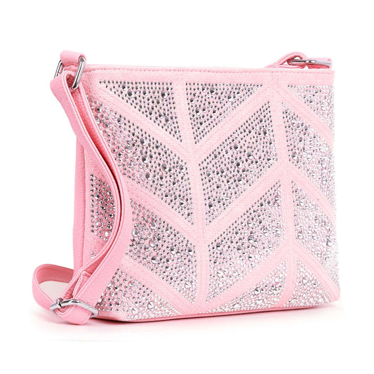 Rhinestone Grid Patterned Crossbody Sling