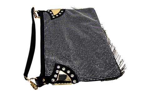 Beaded Fringe Sparkling Hobo Handbag