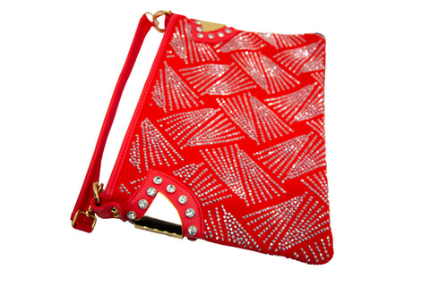 Rhinestone And Beaded Fringe Hobo Handbag