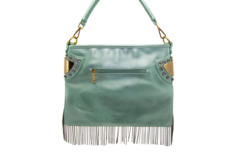 Rhinestone And Beaded Fringe Hobo Handbag