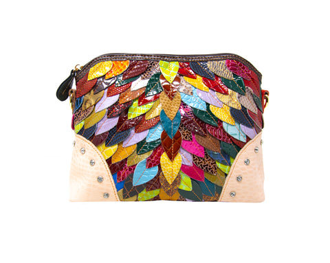 Genuine Leather Colorful Petal Crossbody Sling
