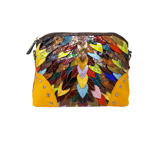 Genuine Leather Colorful Petal Crossbody Sling