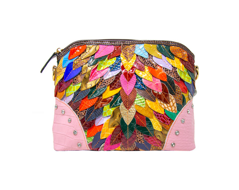 Genuine Leather Colorful Petal Crossbody Sling