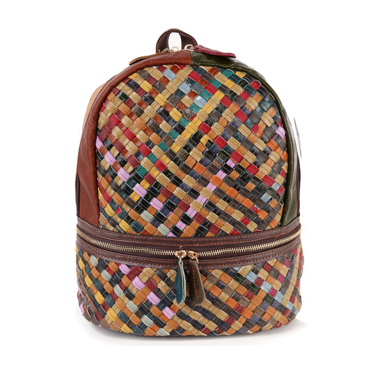 Genuine Leather Woven Backpack