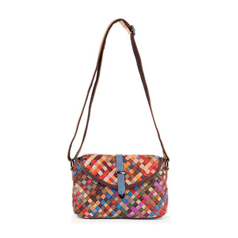 Genuine Leather Woven Shoulder Bag