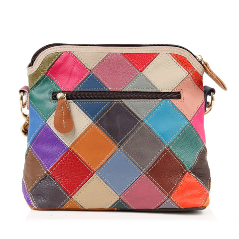 Genuine Leather Colorful Abstract Design Crossbody Sling