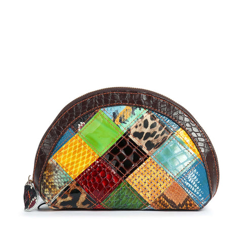 Genuine Leather Patchwork Set of 4 Cosmetic Case Set