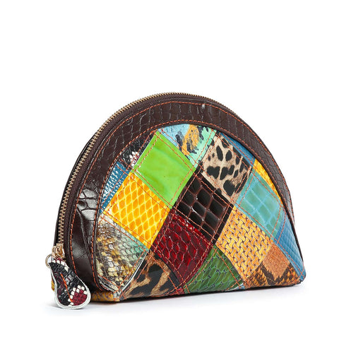 Genuine Leather Patchwork Set of 4 Cosmetic Case Set