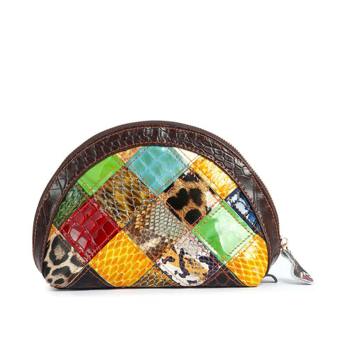 Genuine Leather Patchwork Set of 4 Cosmetic Case Set