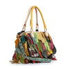 Genuine Leather Patchwork Fringe Satchel