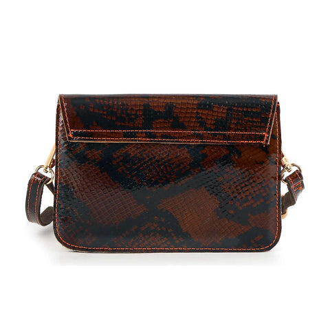 Genuine Leather Patchwork Snakeskin Accented Shoulder Bag