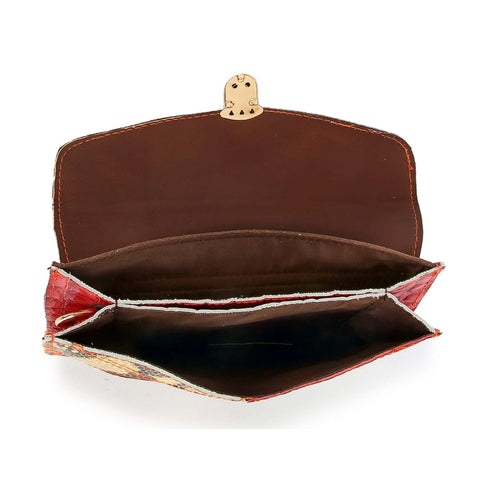 Genuine Leather Patchwork Snakeskin Accented Shoulder Bag