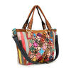 Raised Flower Genuine Leather Tote Bag