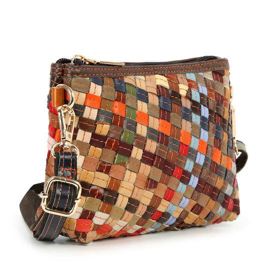 Woven Genuine Leather Shoulder Bag