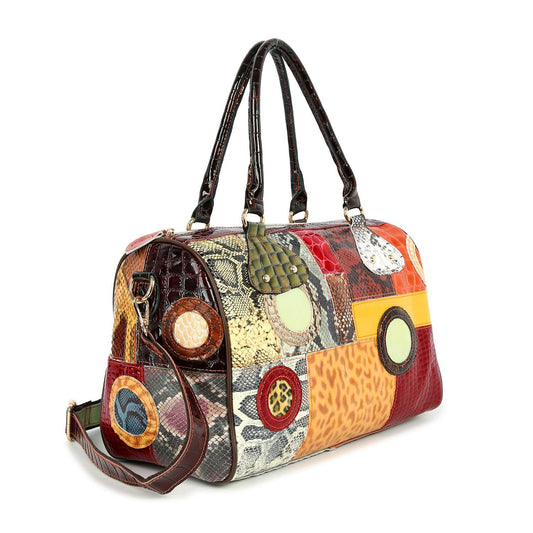 Unique Patchwork Genuine Leather Satchel
