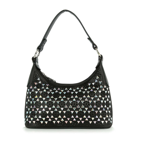 Rhinestone Patterned Petite Hobo Handbag