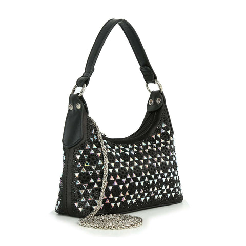 Rhinestone Patterned Petite Hobo Handbag