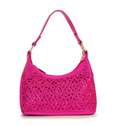 Rhinestone Patterned Petite Hobo Handbag