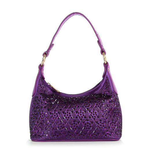 Rhinestone Patterned Petite Hobo Handbag