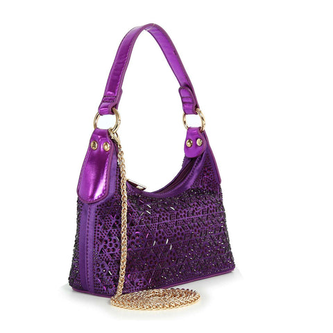 Rhinestone Patterned Petite Hobo Handbag
