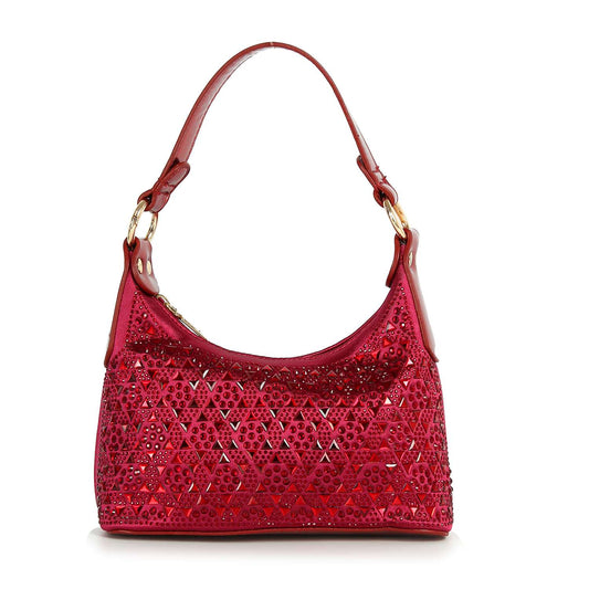 Rhinestone Patterned Petite Hobo Handbag