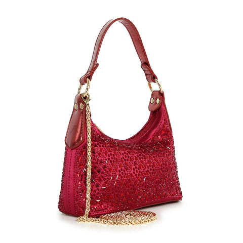 Rhinestone Patterned Petite Hobo Handbag
