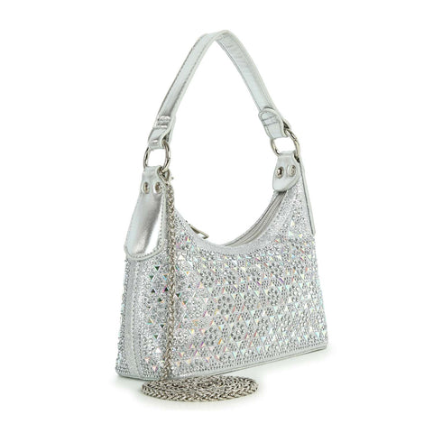 Rhinestone Patterned Petite Hobo Handbag