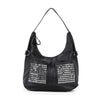 Front Pocket Rhinestone Accent Hobo Handbag