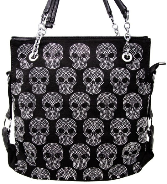 Skull Design Rhinestone Fashion Handbag