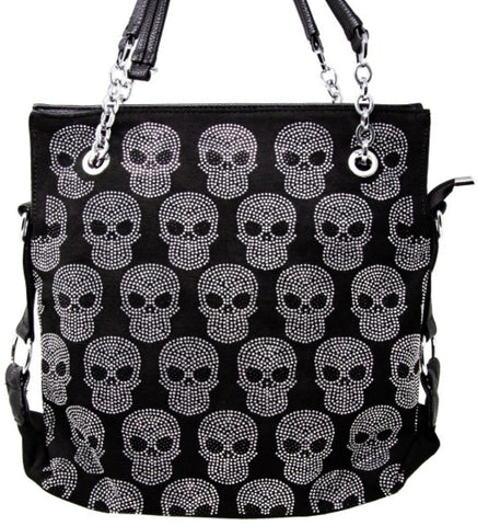 Skull Design Rhinestone Fashion Handbag
