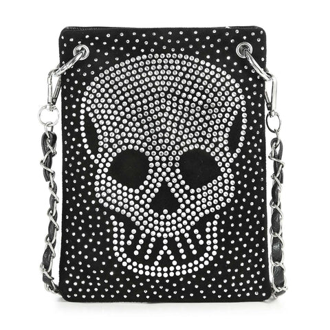 * New Size* Skull Design Rhinestone Petite Crossbody Sling