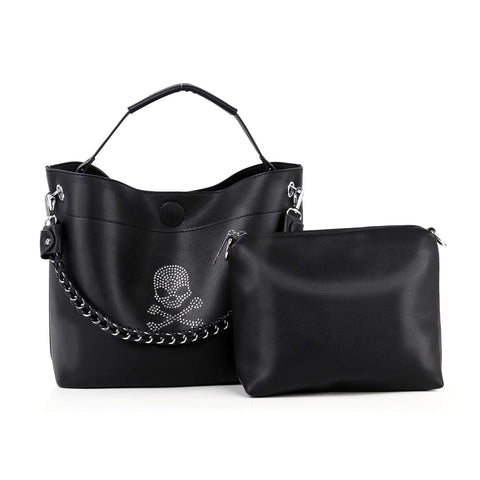 Skull Design Sparkling Rhinestone Handbag Set