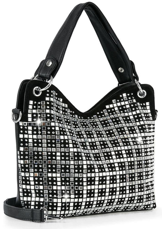 Rhinestone Grid Design Fashion Handbag