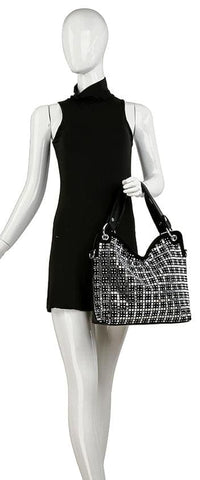 Rhinestone Grid Design Fashion Handbag