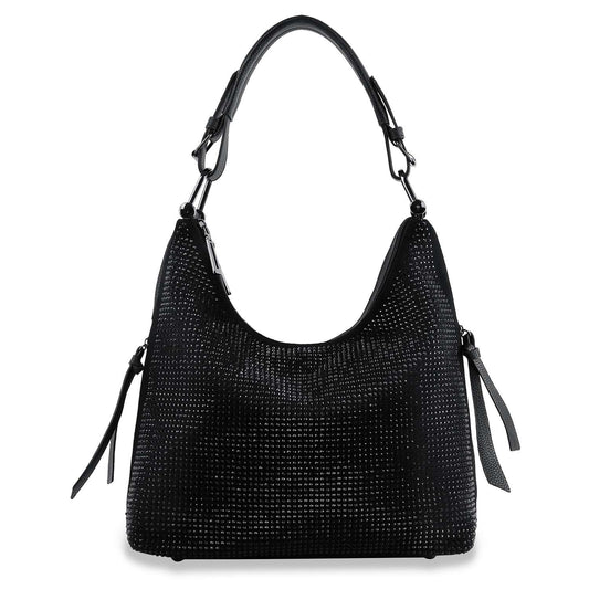 Rhinestone Accented Hobo Handbag