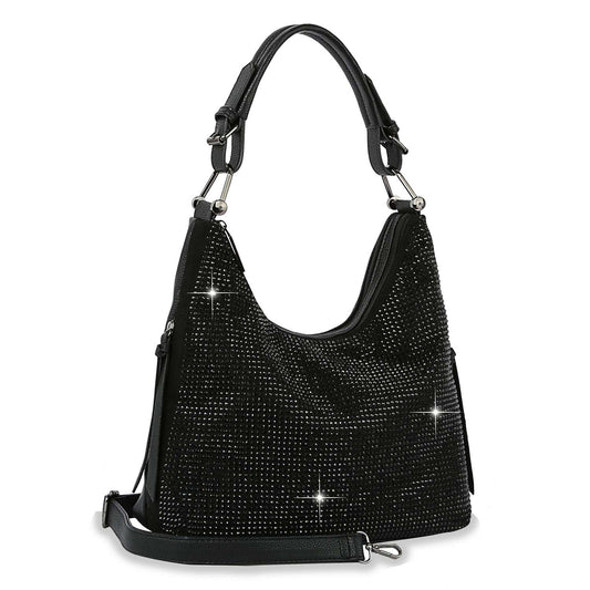 Rhinestone Accented Hobo Handbag