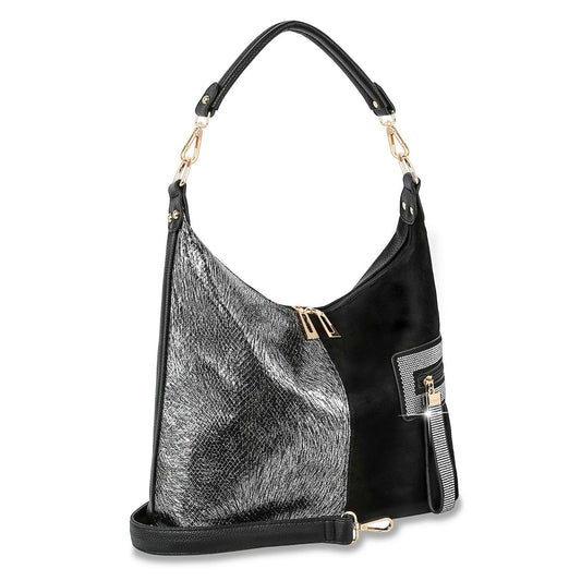 Multiple Textured Hobo Handbag
